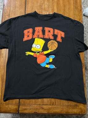 The Simpsons Bart Simpson Basketball T-Shirt Black Graphic Tee